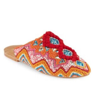 Antik Batik Sunny Baboush Slide Sandals in Red Multi, size 37